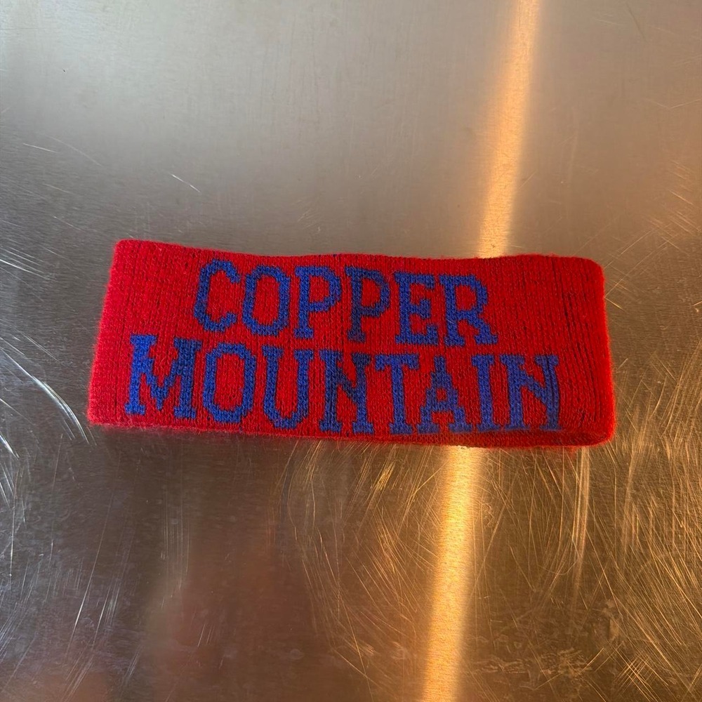Vintage Copper Mountain Red Knit Ski Headband Retro Winter Ear Warmer
